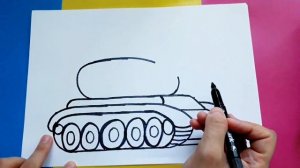 Как нарисовать ТАНК и ТАНКИСТА , ПОЭТАПНО для детей/How to draw a TANK and TANKER