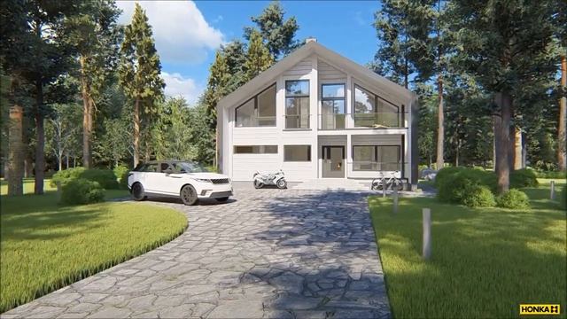 Современный проект дома в стиле barn house от HONKA. смотреть онлайн