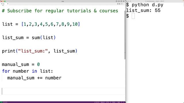 Find Sum Of A List Without Using sum() | Python Example смотреть онлайн