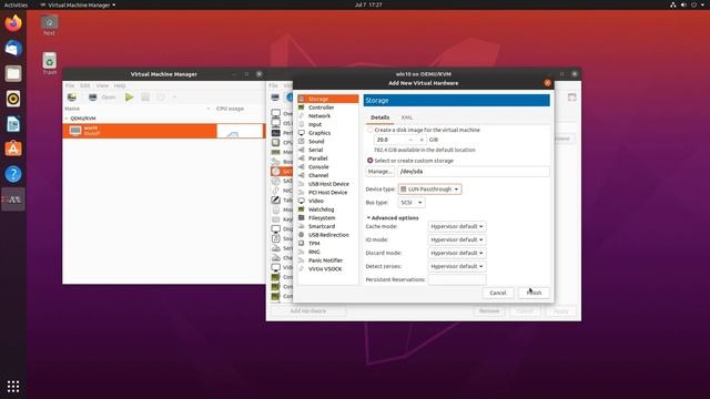 Adding VirtIO and passthrough storage in Virtual Machine Manager смотреть онлайн