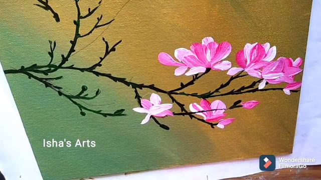 Magnolia Flowers Acrylic Painting смотреть онлайн