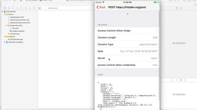 Example Alamofire is an HTTP networking library written in Swift (Xcode 8.1 and Swift 3) смотреть онлайн