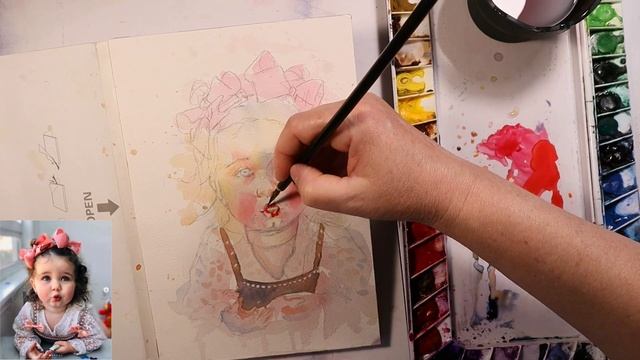 Как нарисовать портрет ребенка акварелью смотреть онлайн