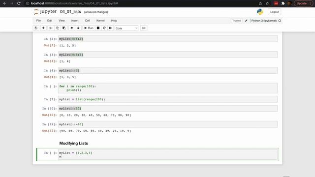 Lists | Python Essential Training смотреть онлайн