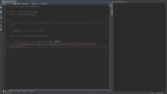 Java Ejercicio: 363 Usar el Método Arrays.asList() para Crear una Lista de Cadenas de Caracteres смотреть онлайн