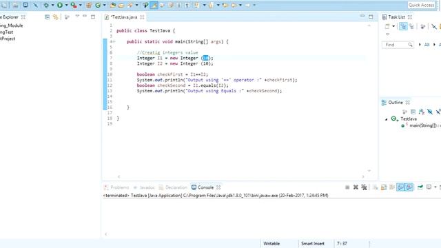 == Operator VS .equals() Method in Java with example смотреть онлайн