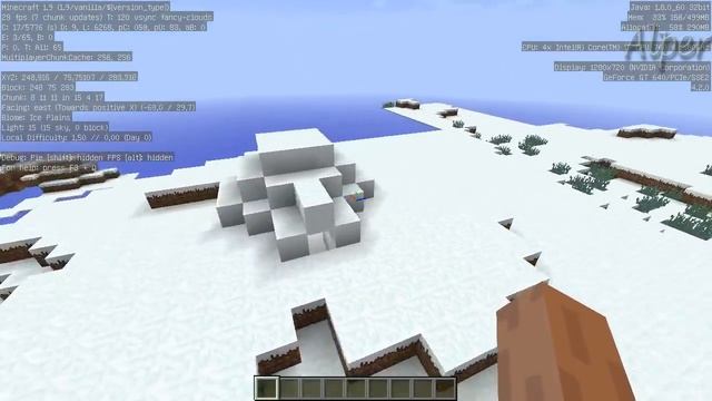 Ключ для генерации мира Minecraft. Иглу (1.9)