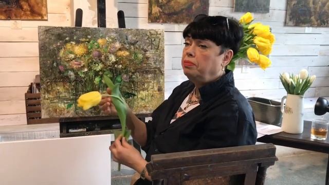 Рисуем Огромный букет белых тюльпанов Маслом смотреть онлайн