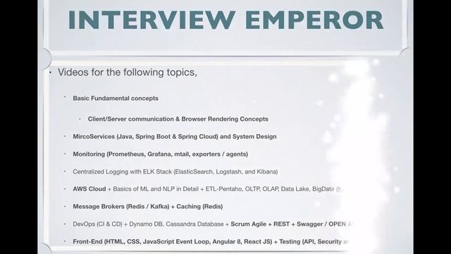 Interview topics with introduction (microservice, java, redis, cassandra, DevOps, Kafka,Spring Boot смотреть онлайн