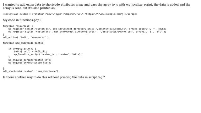 Wordpress: Adding extra data to shortcode attributes and pass it to JS with wp_localize_script смотреть онлайн