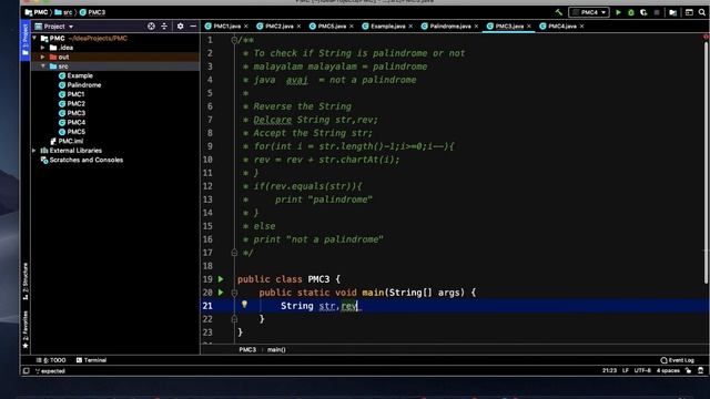 PMC3_1 :Java program to check a String is Palindrome or not смотреть онлайн