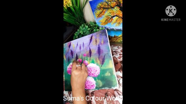 How to draw flower and butterfly with acrylic||Hydrangea flower with butterfly🌸🦋 смотреть онлайн