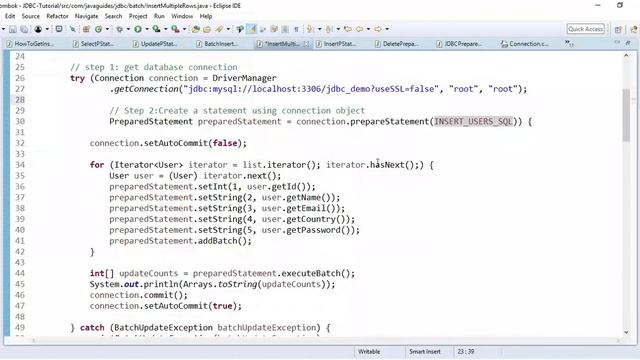 JDBC Tutorial - Part 12: Dynamically Insert Multiple Rows to MySQL Example смотреть онлайн