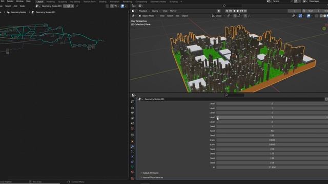 Blender geometry nodes, city generator. смотреть онлайн