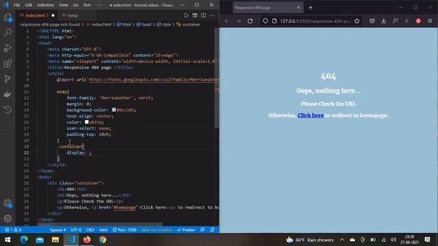 How to make responsive 404 error page using HTML and CSS? смотреть онлайн