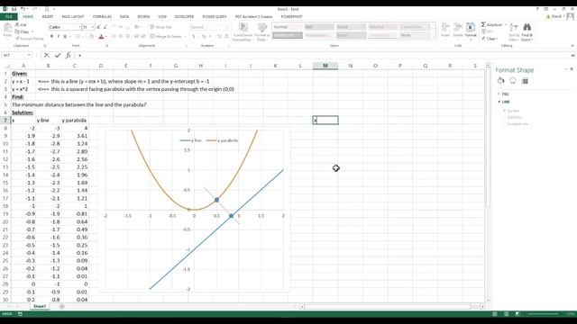 Finding the minimum distance between two curves using Excel смотреть онлайн