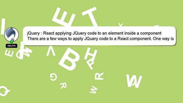 jQuery : React applying JQuery code to an element inside a component смотреть онлайн