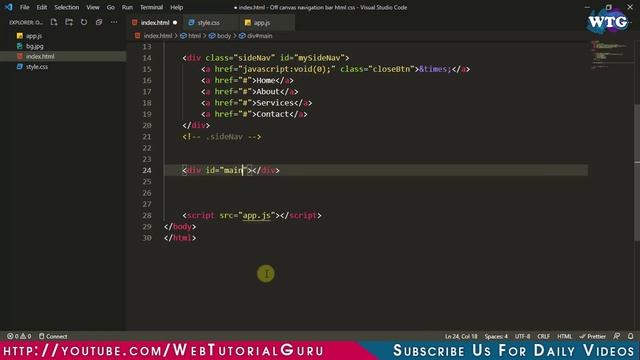 Off canvas navigation bar Using HTML CSS JS | Web Designing Tutorial 2021 смотреть онлайн