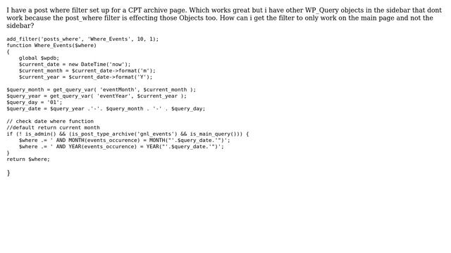 Wordpress: Using post_where filter only on main query NOT sidebard new WP_Query смотреть онлайн