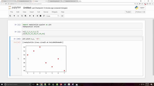 Matplotlib Tutorial 2 - format strings in plot function смотреть онлайн