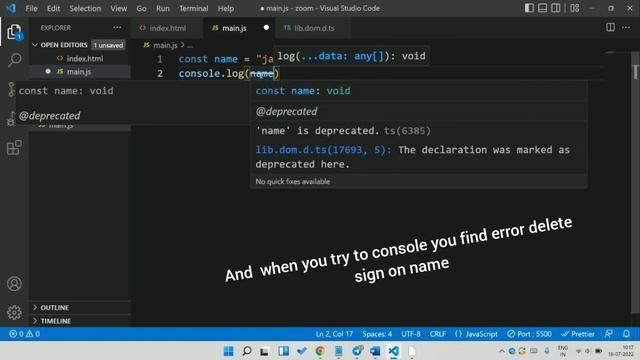 const name: void@deprecated'name' is deprecated.ts(6385)lib.dom.d.ts(17693, 5). #javascript #code смотреть онлайн