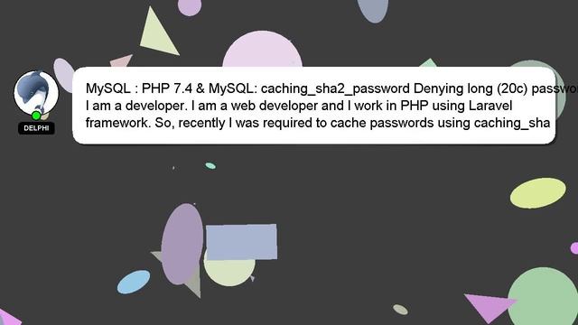 MySQL : PHP 7.4 & MySQL: caching_sha2_password Denying long (20c) passwords смотреть онлайн