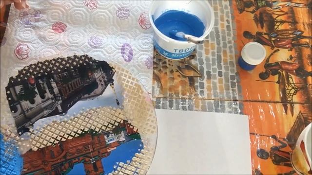 DIY. Декор тарелки. Челябинск 2. Декупаж. Шпаклёвка. Трафарет. смотреть онлайн
