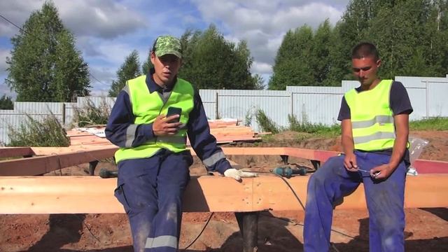 Как построить каркасный дом своими руками? 1.Обвязка свай. смотреть онлайн