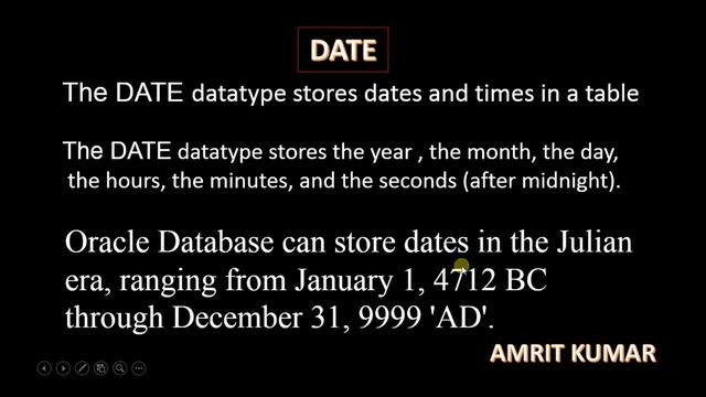 #5 DATE DATATYPE USED IN ORACLE BY MR. AMRIT KUMAR смотреть онлайн