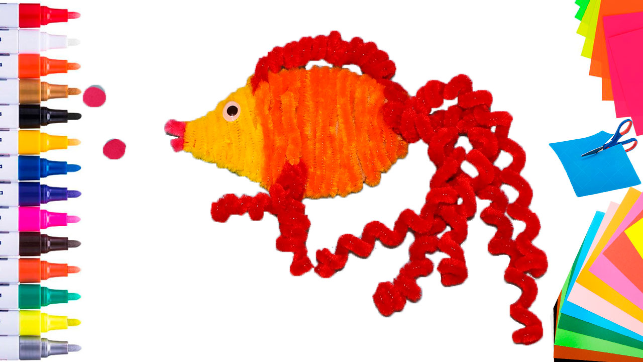 Детские поделки своими руками, как сделать Рыбу из синельной проволоки смотреть онлайн