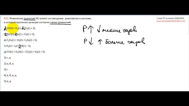 А22 РТ 20-21 этап 1. Химическое равновесие. Тесты по химии смотреть онлайн