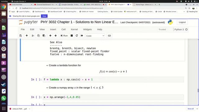 PHY 3032 Chapter 1B Bisection method with scipy optimize submodule 30 July 2021 смотреть онлайн