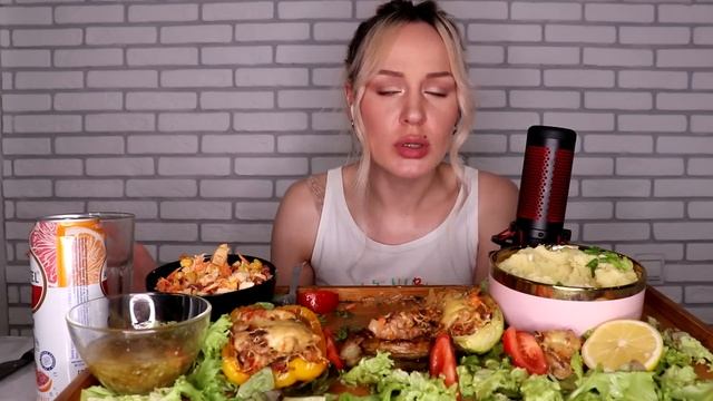 MUKBANG | Фаршированные овощи, пюре, салат | Stuffed vegetables, puree, salad | не ASMR смотреть онлайн