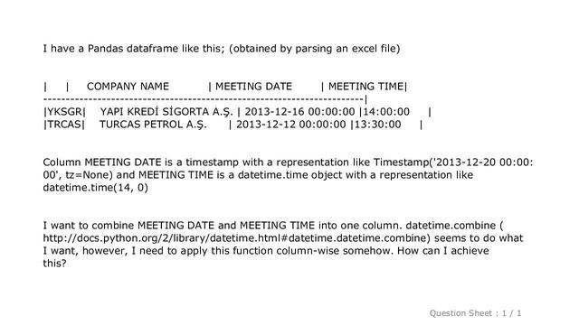 Pandas : Combine date column and time column into datetime column смотреть онлайн