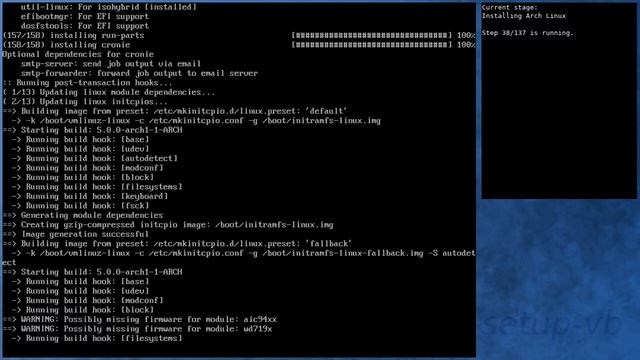 Arch Linux installation recording to kernel 5.0.1-arch1-1-ARCH (error) смотреть онлайн