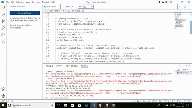 Merge Sort in python смотреть онлайн
