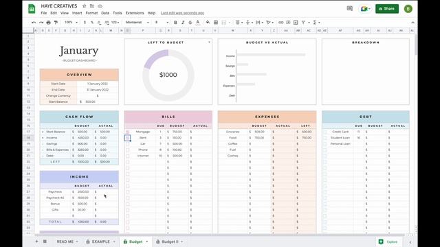 Budget Planner Spreadsheet for Google Sheets смотреть онлайн