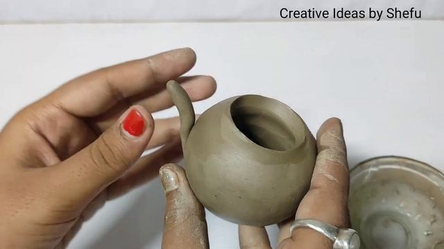 How to make miniature tea pot with clay || handmade pottery смотреть онлайн