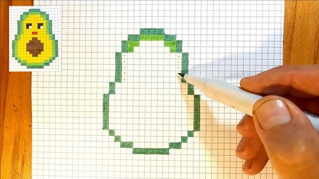 Рисуем авокадо по клеточкам / рисунки для срисовки / how to draw an avocado by cells смотреть онлайн