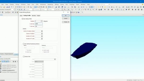Calculate Bench volume using Micromine ( Mining blocks)