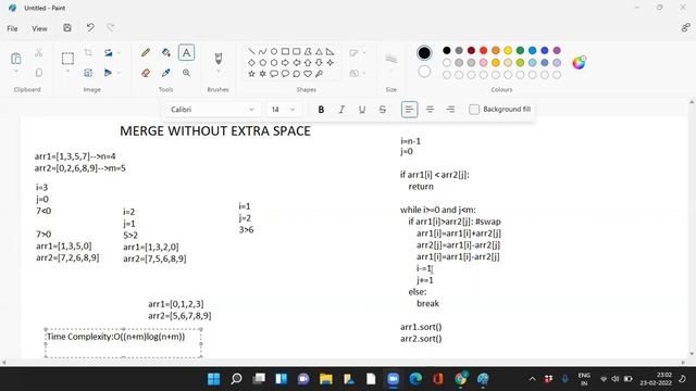 Merge 2 sorted arrays without extra space | Python смотреть онлайн