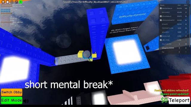 OBBY CREATOR IMPOSSIBLE DIFFICULTY CHART OBBY (TIER 20) - ROBLOX