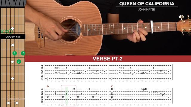 Queen Of California Guitar Cover John Mayer 🎸|Tabs + Chords| смотреть онлайн