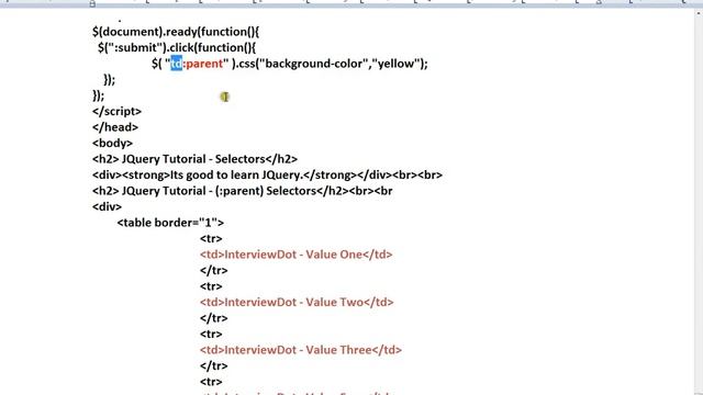 PARENT SELECTOR IN JQUERY DEMO смотреть онлайн