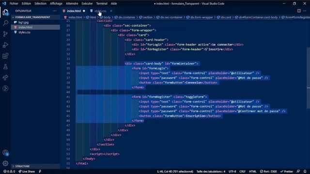 Tutoriel JavaScript - Formulaire d'Inscription et de Connexion Transparent (Coding City) смотреть онлайн