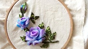Вышивка лентами. Вышиваем СИРЕНЕВЫЕ РОЗЫ. Подробный мастер класс