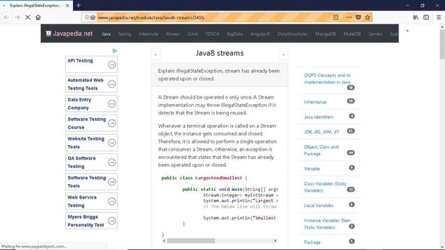 Explain: IllegalStateException, stream has already been operated upon or closed.
| javapedia.net смотреть онлайн