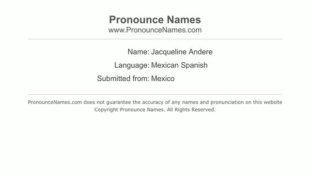 How to pronounce Jacqueline Andere (Mexico/Mexican Spanish) - PronounceNames.com смотреть онлайн