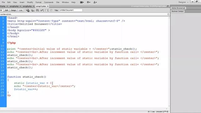 static variable in php Part 9 смотреть онлайн
