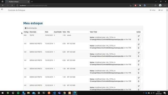 Controle de Estoque Php e MySql смотреть онлайн